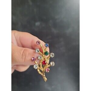 Van Dell 1/20 12K G.F. Prong Set Rhinestone Branch Brooch Vintage